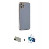 MARSİLYAN™- iPhone 11 Pro Max Kılıf Yankı Serisi - Siyah 3D Antistatik Seramik Nano Ekran Koruyucu + Rainbow Kamera Lens Koruma Cam - YL
