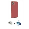 MARSİLYAN™- iPhone 11 Pro Max Kılıf Yankı Serisi - Siyah 3D Antistatik Seramik Nano Ekran Koruyucu + Pers Alüminyum Kamera Lens - YL