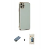MARSİLYAN™- iPhone 11 Pro Max Kılıf Yankı Serisi - Siyah 6D Mat Seramik Hayalet Nano Ekran Koruyucu + Shine Kamera Lens Koruma Cam - GD
