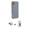 MARSİLYAN™- iPhone 11 Pro Max Kılıf Yankı Serisi - Siyah 6D Mat Seramik Hayalet Nano Ekran Koruyucu + Pers Alüminyum Kamera Lens - KI
