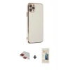 MARSİLYAN™- iPhone 11 Pro Max Kılıf Yankı Serisi - Siyah 6D Mat Seramik Hayalet Nano Ekran Koruyucu + Pers Alüminyum Kamera Lens - KI