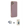 MARSİLYAN™- iPhone 11 Pro Max Kılıf Yankı Serisi - Siyah 6D Mat Seramik Hayalet Nano Ekran Koruyucu + Lacivert Pers Alüminyum Kamera Lens
