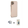 MARSİLYAN™- iPhone 11 Pro Max Kılıf Yankı Serisi - Siyah 6D Mat Seramik Hayalet Nano Ekran Koruyucu + Lacivert Pers Alüminyum Kamera Lens