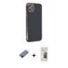 MARSİLYAN™- iPhone 11 Pro Max Kılıf Yankı Serisi - Siyah 6D Mat Seramik Hayalet Nano Ekran Koruyucu + Metal Kamera Lens Koruma Cam - MI