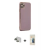 MARSİLYAN™- iPhone 11 Pro Max Kılıf Yankı Serisi - Siyah 6D Mat Seramik Hayalet Nano Ekran Koruyucu + Pers Alüminyum Kamera Lens - YL
