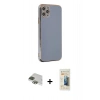 MARSİLYAN™- iPhone 11 Pro Max Kılıf Yankı Serisi - Siyah 6D Mat Seramik Hayalet Nano Ekran Koruyucu + Pers Alüminyum Kamera Lens - YL