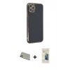 MARSİLYAN™- iPhone 11 Pro Max Kılıf Yankı Serisi - Siyah 6D Mat Seramik Hayalet Nano Ekran Koruyucu + Rainbow Kamera Lens Koruma Cam - GD