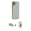 MARSİLYAN™- iPhone 11 Pro Max Kılıf Yankı Serisi - Siyah 6D Mat Seramik Hayalet Nano Ekran Koruyucu + Rainbow Kamera Lens Koruma Cam - GD