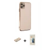 MARSİLYAN™- iPhone 11 Pro Max Kılıf Yankı Serisi - Siyah 6D Mat Seramik Hayalet Nano Ekran Koruyucu + Renkli Kamera Lens Koruma Cam - YL