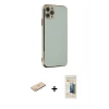 MARSİLYAN™- iPhone 11 Pro Max Kılıf Yankı Serisi - Siyah 6D Mat Seramik Hayalet Nano Ekran Koruyucu + Renkli Kamera Lens Koruma Cam - MI