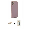 MARSİLYAN™- iPhone 11 Pro Max Kılıf Yankı Serisi - Siyah 6D Mat Seramik Hayalet Nano Ekran Koruyucu + Renkli Kamera Lens Koruma Cam - SI