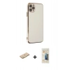 MARSİLYAN™- iPhone 11 Pro Max Kılıf Yankı Serisi - Siyah 6D Mat Seramik Hayalet Nano Ekran Koruyucu + Renkli Kamera Lens Koruma Cam - SI