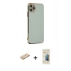 MARSİLYAN™- iPhone 11 Pro Max Kılıf Yankı Serisi - Siyah 6D Mat Seramik Hayalet Nano Ekran Koruyucu + Renkli Kamera Lens Koruma Cam - YL