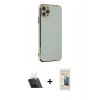MARSİLYAN™- iPhone 11 Pro Max Kılıf Yankı Serisi - Siyah 6D Mat Seramik Hayalet Nano Ekran Koruyucu + Kamera Lens Koruma Cam - SF