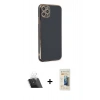 MARSİLYAN™- iPhone 11 Pro Max Kılıf Yankı Serisi - Siyah 6D Mat Seramik Hayalet Nano Ekran Koruyucu + Kamera Lens Koruma Cam - SF