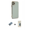 MARSİLYAN™- iPhone 11 Pro Max Kılıf Yankı Serisi - Siyah 6D Mat Seramik Hayalet Nano Ekran Koruyucu + Shine Kamera Lens Koruma Cam - SH