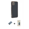 MARSİLYAN™- iPhone 11 Pro Max Kılıf Yankı Serisi - Siyah 6D Mat Seramik Hayalet Nano Ekran Koruyucu + Shine Kamera Lens Koruma Cam - SH