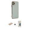 MARSİLYAN™- iPhone 11 Pro Max Kılıf Yankı Serisi - Siyah 6D Mat Seramik Hayalet Nano Ekran Koruyucu + Renkli Kamera Lens Koruma Cam - TU