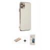 MARSİLYAN™- iPhone 11 Pro Max Kılıf Yankı Serisi - Siyah 6D Mat Seramik Hayalet Nano Ekran Koruyucu + Renkli Kamera Lens Koruma Cam - TU