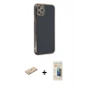 MARSİLYAN™- iPhone 11 Pro Max Kılıf Yankı Serisi - Siyah 6D Mat Seramik Hayalet Nano Ekran Koruyucu + Renkli Kamera Lens Koruma Cam - YL