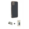 MARSİLYAN™- iPhone 11 Pro Max Kılıf Yankı Serisi - Siyah 6D Mat Seramik Hayalet Nano Ekran Koruyucu + Rainbow Kamera Lens Koruma Cam - YL