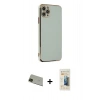 MARSİLYAN™- iPhone 11 Pro Max Kılıf Yankı Serisi - Siyah 6D Mat Seramik Hayalet Nano Ekran Koruyucu + Rainbow Kamera Lens Koruma Cam - YL