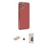 MARSİLYAN™- iPhone 11 Pro Max Kılıf Yankı Serisi - Siyah 6D Mat Seramik Hayalet Nano Ekran Koruyucu + Renkli Kamera Lens Koruma Cam - YL