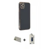 MARSİLYAN™- iPhone 11 Pro Max Kılıf Yankı Serisi - Siyah Bilvis Hayalet Cam Ekran Koruyucu + Rainbow Kamera Lens Koruma Cam - GD