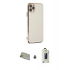 MARSİLYAN™- iPhone 11 Pro Max Kılıf Yankı Serisi - Siyah Bilvis Hayalet Cam Ekran Koruyucu + Rainbow Kamera Lens Koruma Cam - GD