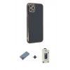 MARSİLYAN™- iPhone 11 Pro Max Kılıf Yankı Serisi - Siyah Bilvis Hayalet Cam Ekran Koruyucu + Metal Kamera Lens Koruma Cam - MR