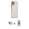 MARSİLYAN™- iPhone 11 Pro Max Kılıf Yankı Serisi - Siyah Bilvis Hayalet Cam Ekran Koruyucu + Pers Alüminyum Kamera Lens - YL