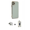 MARSİLYAN™- iPhone 11 Pro Max Kılıf Yankı Serisi - Siyah Bilvis Hayalet Cam Ekran Koruyucu + Pers Alüminyum Kamera Lens - YL