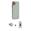 MARSİLYAN™- iPhone 11 Pro Max Kılıf Yankı Serisi - Siyah Bilvis Hayalet Cam Ekran Koruyucu + Pers Alüminyum Kamera Lens - LT