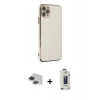 MARSİLYAN™- iPhone 11 Pro Max Kılıf Yankı Serisi - Siyah Bilvis Hayalet Cam Ekran Koruyucu + Pers Alüminyum Kamera Lens - SH