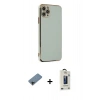 MARSİLYAN™- iPhone 11 Pro Max Kılıf Yankı Serisi - Siyah Bilvis Hayalet Cam Ekran Koruyucu + Shine Kamera Lens Koruma Cam - SH
