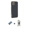 MARSİLYAN™- iPhone 11 Pro Max Kılıf Yankı Serisi - Siyah Bilvis Hayalet Cam Ekran Koruyucu + Shine Kamera Lens Koruma Cam - SH