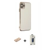 MARSİLYAN™- iPhone 11 Pro Max Kılıf Yankı Serisi - Siyah Bilvis Hayalet Cam Ekran Koruyucu + Renkli Kamera Lens Koruma Cam - TU