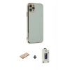 MARSİLYAN™- iPhone 11 Pro Max Kılıf Yankı Serisi - Siyah Bilvis Hayalet Cam Ekran Koruyucu + Renkli Kamera Lens Koruma Cam - TU