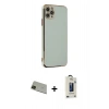 MARSİLYAN™- iPhone 11 Pro Max Kılıf Yankı Serisi - Siyah Bilvis Hayalet Cam Ekran Koruyucu + Yeşil Rainbow Kamera Lens Koruma Cam
