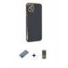 MARSİLYAN™- iPhone 11 Pro Max Kılıf Yankı Serisi - Siyah Joko Magic 5D Hayalet Cam + Metal Kamera Lens Koruma Cam - AKYL