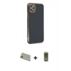 MARSİLYAN™- iPhone 11 Pro Max Kılıf Yankı Serisi - Siyah Joko Magic 5D Hayalet Cam + Gold Rainbow Kamera Lens Koruma Cam