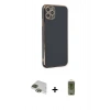 MARSİLYAN™- iPhone 11 Pro Max Kılıf Yankı Serisi - Siyah Joko Magic 5D Hayalet Cam + Pers Alüminyum Kamera Lens - YL