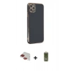 MARSİLYAN™- iPhone 11 Pro Max Kılıf Yankı Serisi - Siyah Joko Magic 5D Hayalet Cam + Pers Alüminyum Kamera Lens - KI