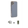 MARSİLYAN™- iPhone 11 Pro Max Kılıf Yankı Serisi - Siyah Joko Magic 5D Hayalet Cam + Pers Alüminyum Kamera Lens - YL
