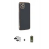 MARSİLYAN™- iPhone 11 Pro Max Kılıf Yankı Serisi - Siyah Joko Magic 5D Hayalet Cam + Pers Alüminyum Kamera Lens - SH
