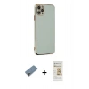 MARSİLYAN™- iPhone 11 Pro Max Kılıf Yankı Serisi - Siyah Mat Seramik Nano Ekran Koruyucu + Metal Kamera Lens Koruma Cam - AKYL