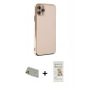 MARSİLYAN™- iPhone 11 Pro Max Kılıf Yankı Serisi - Siyah Mat Seramik Nano Ekran Koruyucu + Rainbow Kamera Lens Koruma Cam - GD