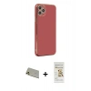 MARSİLYAN™- iPhone 11 Pro Max Kılıf Yankı Serisi - Siyah Mat Seramik Nano Ekran Koruyucu + Rainbow Kamera Lens Koruma Cam - GD