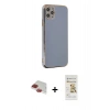 MARSİLYAN™- iPhone 11 Pro Max Kılıf Yankı Serisi - Siyah Mat Seramik Nano Ekran Koruyucu + Kırmızı Pers Alüminyum Kamera Lens