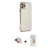 MARSİLYAN™- iPhone 11 Pro Max Kılıf Yankı Serisi - Siyah Mat Seramik Nano Ekran Koruyucu + Kırmızı Pers Alüminyum Kamera Lens